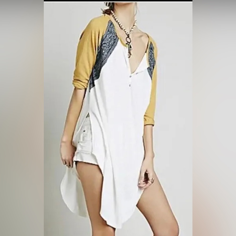 We the Free Henley Oversized Linen Top Medium